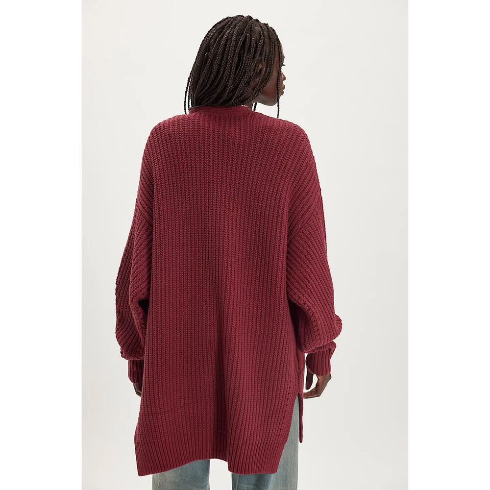 Free People Women's Knit Cabernet Nightingale Cardi Slouchy‎ Oversized Lagenlook - Picture 3 of 12